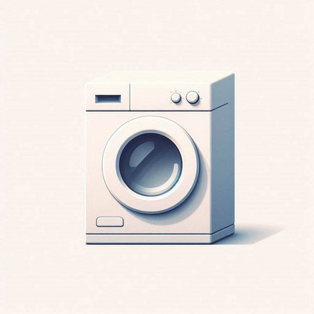 Washing machine icon. Vector illustration of a white washing machine.のイラスト素材