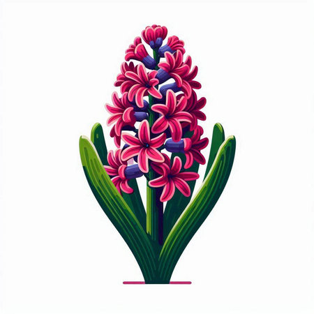 Pink hyacinth flower isolated on white background. Vector illustration.のイラスト素材
