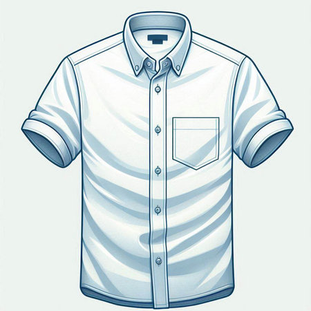 Men's shirt on a white background. Vector illustration of a white shirt.のイラスト素材