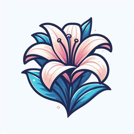 Illustration of a lily flower in the style of a tattooのイラスト素材