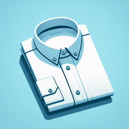 Folded white shirt on a blue background. 3D illustration.のイラスト素材