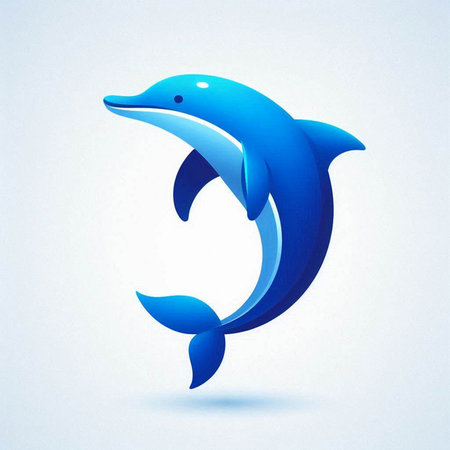 Blue dolphin isolated on white background. Vector illustration. Eps 10.のイラスト素材