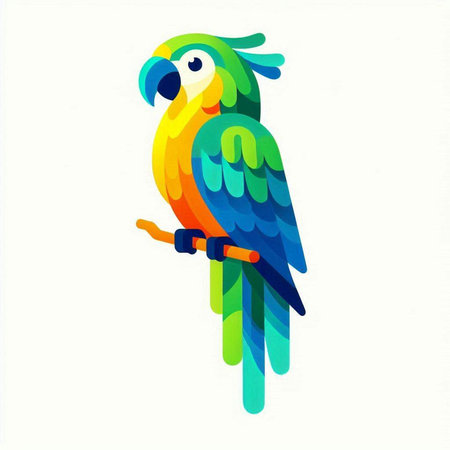 Colorful parrot isolated on a white background. Vector illustration.のイラスト素材