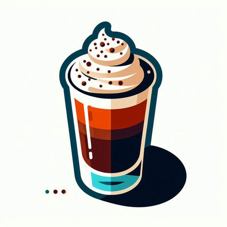 Coffee cup with whipped cream on white background. Vector illustration.のイラスト素材