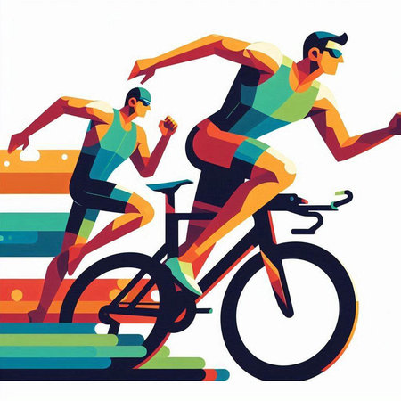 Cyclists racing. Colorful vector illustration for your design.のイラスト素材