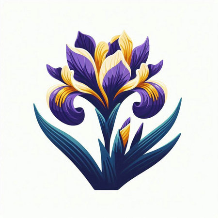 Illustration of iris flower on a white background, vector illustrationのイラスト素材