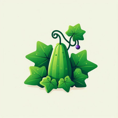 Cucumber with ivy leaves. Vector illustration. Eps 10のイラスト素材