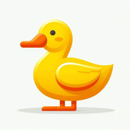 Yellow rubber duck on a white background. Vector illustration in cartoon style.のイラスト素材