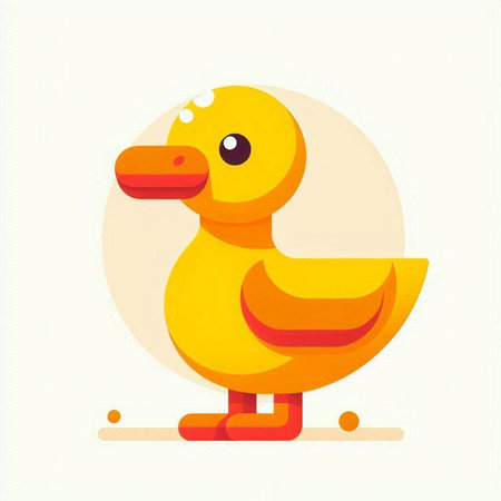Yellow rubber duck on a white background. Vector illustration in flat style.のイラスト素材