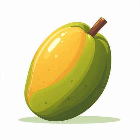 Illustration of a mango on a white background. Vector illustration.のイラスト素材