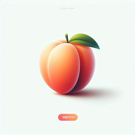 Peach. Vector illustration. Isolated on a white background.のイラスト素材