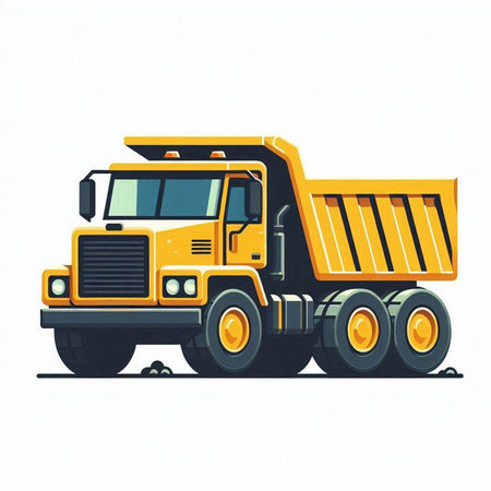 Dump truck isolated on white background. Construction equipment. Vector illustration.のイラスト素材