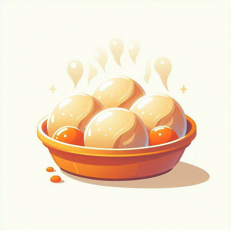 Bowl with dumplings on white background. Vector illustration.のイラスト素材