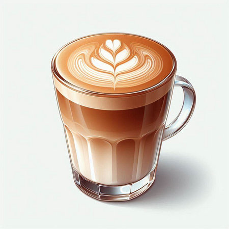 cup of cappuccino with latte art on white backgroundのイラスト素材