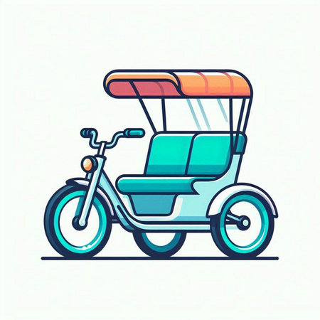 Tuk tuk, tricycle, vector illustration in flat styleのイラスト素材