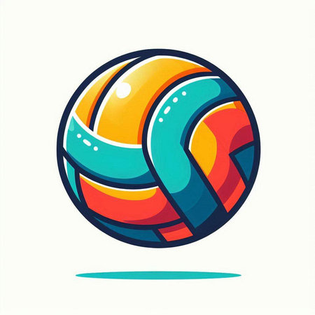 Volleyball icon in flat style. Vector illustration. Isolated on white background.のイラスト素材