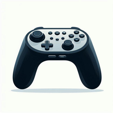 Realistic black gamepad isolated on white background. Vector illustration.のイラスト素材