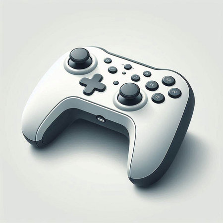 White gamepad on a white background. 3d rendering. Computer digital drawing.のイラスト素材