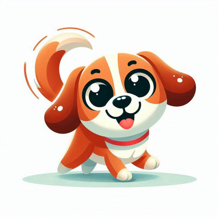 Cute cartoon dog. Vector illustration of a dog on white background.のイラスト素材