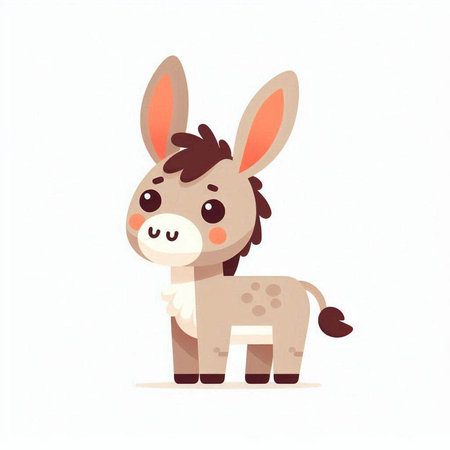 Cute cartoon donkey isolated on a white background. Vector illustration.のイラスト素材