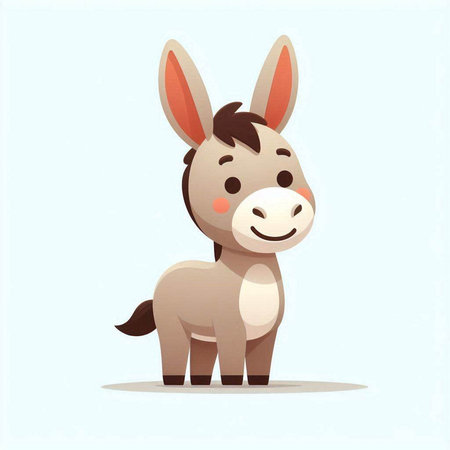 Donkey vector illustration. Cute cartoon animal character. Vector illustration.のイラスト素材