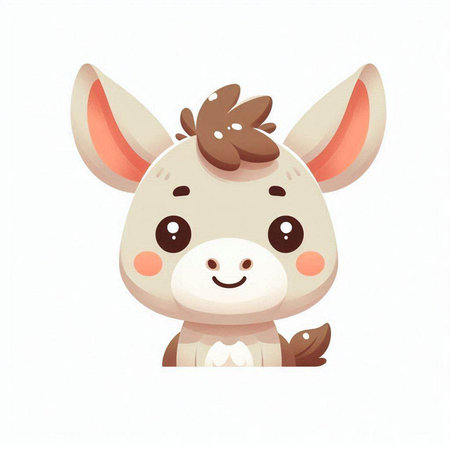 Cute cartoon donkey. Vector illustration of a cute little donkey.のイラスト素材