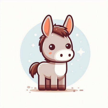 Cute cartoon donkey. Vector illustration isolated on a white background.のイラスト素材