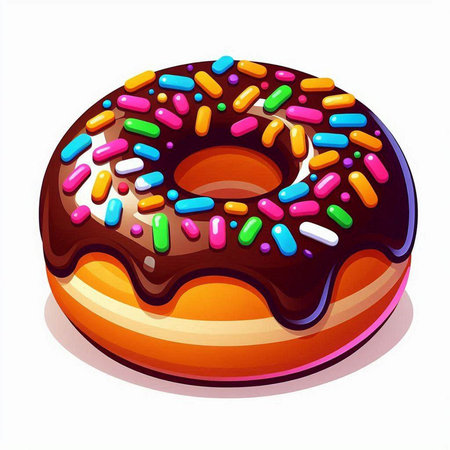 Illustration of a donut with sprinkles on a white backgroundのイラスト素材