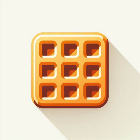 Illustration of waffle icon with long shadow, flat design.のイラスト素材