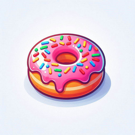 Donut, donut with pink glaze and sprinkles. Vector illustrationのイラスト素材