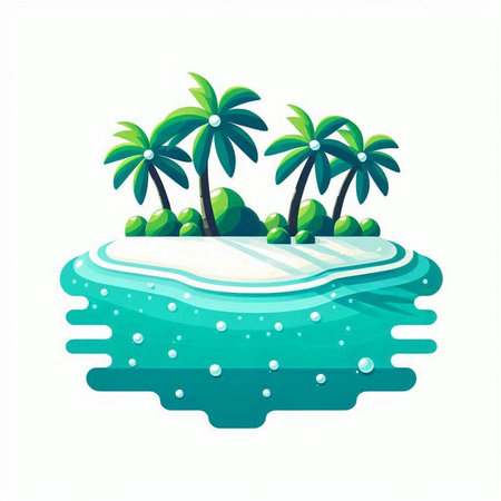 Tropical island with palm trees and sand. Vector illustration.のイラスト素材