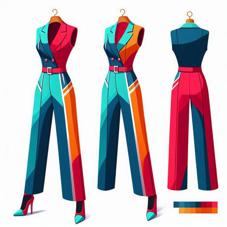 Women's clothes in the style of the 80s. Vector illustration.のイラスト素材