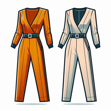 Fashionable women's jumpsuit. Vector illustration on white background.のイラスト素材