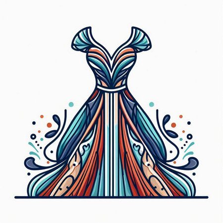 Doodle sketch of a beautiful woman's dress. Vector illustration.のイラスト素材