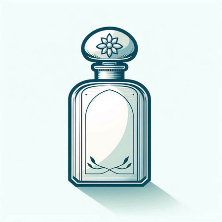 Perfume bottle with a flower in the middle. Vector illustration.のイラスト素材