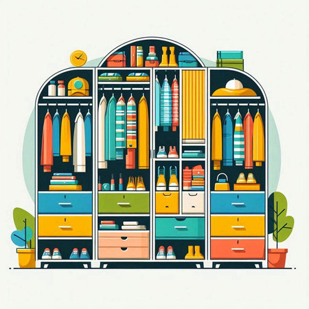 Furniture and interior design. Vector illustration in flat style.のイラスト素材