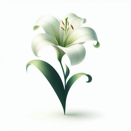 White lily isolated on white background. Vector illustration. Eps 10.のイラスト素材