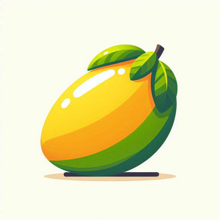 Mango fruit isolated on white background. Vector illustration in cartoon style.のイラスト素材