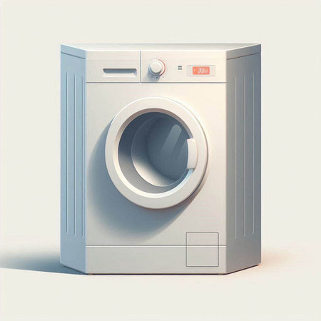 Washing machine on a white background. 3d rendering. Computer digital drawing.のイラスト素材