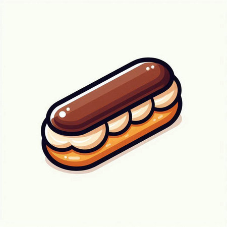 Chocolate eclair isolated on a white background. Vector illustration.のイラスト素材
