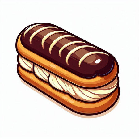 Illustration of a sandwich with chocolate glaze on a white backgroundのイラスト素材