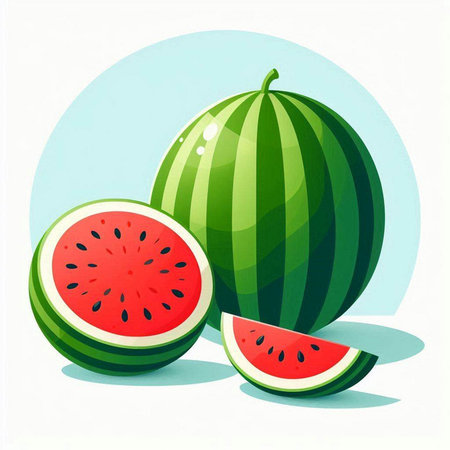Watermelon on a white background. Vector illustration of a watermelon.のイラスト素材