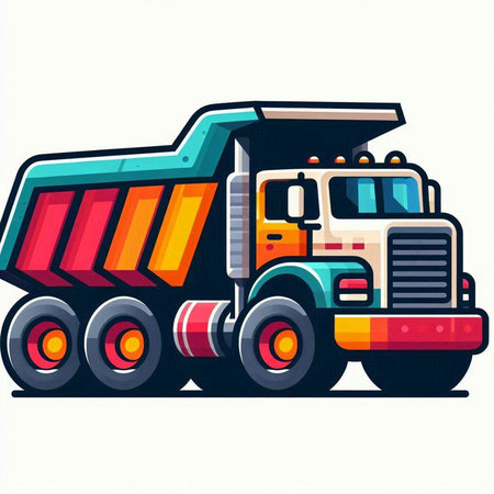 Dump truck. Vector illustration of a dump truck on a white background.のイラスト素材