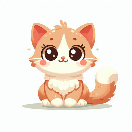 Cute cartoon cat. Vector illustration isolated on a white background.のイラスト素材
