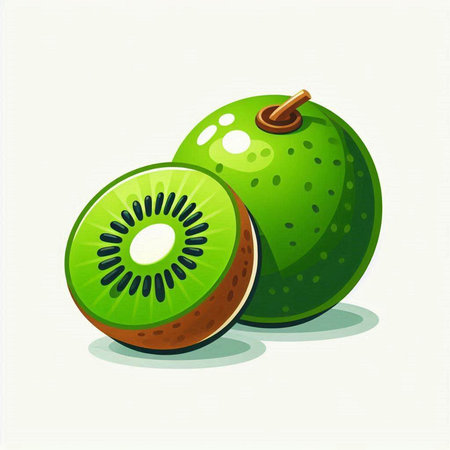 Kiwi fruit isolated on a white background. Vector illustration.のイラスト素材