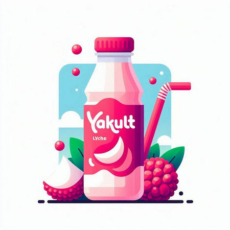 Yogurt in a bottle and a straw. Vector illustration.のイラスト素材