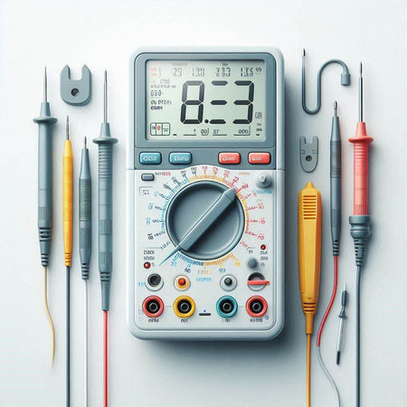 Digital multimeter on a white background. 3d rendering. Computer digital drawing.のイラスト素材