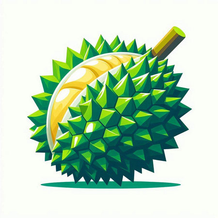 Vector illustration of Durian fruit isolated on white background. Durian is a tropical fruit.のイラスト素材