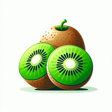 Kiwi fruit isolated on white background. Vector cartoon illustration.のイラスト素材