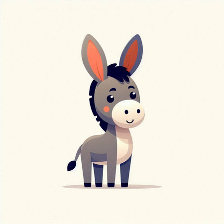 Cartoon donkey on a light background. Vector illustration in flat style.のイラスト素材